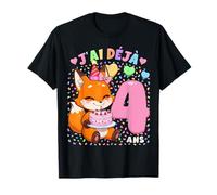 Fille 4e Anniversaire Cadeau J'Ai Déjà 4 Ans Renarde T-Shirt