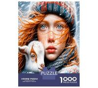 Fille Agneau Hiver 1000 Pièces Puzzle Adultes Grâce Tendre et chaleureuse Coffret Puzzle Carton Solide - Ultra Dur Couples, Top Noté, Activité Parfaite À La Maison pour Tous 38x26cm/1000pcs