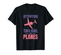 Fille Aimant Les Avions Fille Aimant l'aviation T-Shirt Graphique avec Valeur