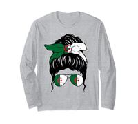 Fille algérienne Drapeau Algérie Fière Algérie Femme algérienne Manche Longue