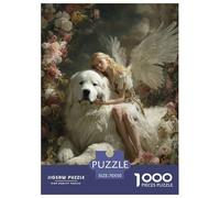 Fille and Big White Dog Puzzle 1000 Pièces Animaux Mignons Qualité Supérieure Jeu Educatif Challenge Toy Enfants Cadeaux 70x50cm/1000pcs