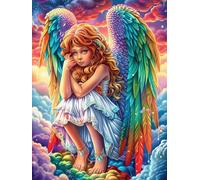 Fille ange avec des ailes colorées 1000 Pieces Casse-tête Expert Confirmé En Carton Épais Rigide Conte de fées mignon d'accompagnement Très Difficile Niveau Expert Motif Complexe Cadeau Anniversaire P