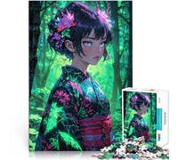 Fille animée Esprit de la forêt Puzzles de 1000 pièces pour Adolescents Analyse et logique Améliorer la mémoire 38x26cm