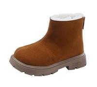 Fille Argenté Bout Composé Bottes Girl Fashion Plus Velvet Warm Back Zipper Cotton Shoes Medium And Large Children Soft Sole Children's Fille Multicolore Bout Classique Bottines (Brown, 25.5 Toddler)