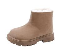 Fille Argenté Bout Composé Bottes Girl Fashion Plus Velvet Warm Back Zipper Cotton Shoes Medium And Large Children Soft Sole Children's Fille Multicolore Bout Classique Bottines (Khaki, 33 Big Kids)
