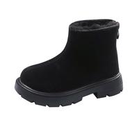 Fille Argenté Bout Composé Bottes Girl Fashion Plus Velvet Warm Back Zipper Cotton Shoes Medium And Large Children Soft Sole Children's Fille Multicolore Bout Classique (Black, 30 Little Child)
