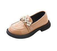 Fille Argenté Orteils Séparés Bottes filles chaussures en cuir semelle épaisse chaussures habillées antidérapantes sans lacet confortable perle couleur unie Fille Argent (Khaki, 31.5 Little Child)