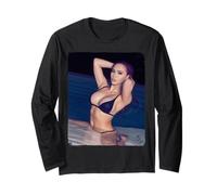 Fille asiatique chaude sur t-shirt - Fille sexy asiatique pin-up dans la piscine V2 Manche Longue