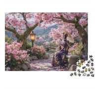 Fille aux Cerisiers Japonais Puzzle en Bois 1000 Pièces Adultes Et Enfants, Déco Murale,Premium,Bois,Défi,Jeu Éducatif,Dès 14 Ans,Anti-Stress,Détente,Casse-tête (75x50cm)