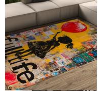 Fille avec Ballon Tapis Pleine Vie thème Moderne Street Art Graffiti Style Tapis Mince pour Salon Chambre à Coucher Salle de Jeux 140 x 200 cm