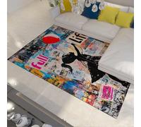 Fille avec Ballon Tapis Pleine Vie Thème Vibrant Graffiti Collage Coloré Design Tapis Fin pour Salon Entrée dans La Chambre 140 x 180 cm