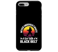 Fille avec Ceinture Noire karaté Arts Martiaux rétro Coucher de Soleil Powe Coque pour iPhone 7 Plus/8 Plus