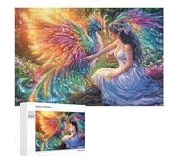 Fille avec Cheveux de Plume et Perroquet Vert Puzzle 1000 Pièces pour Seniors Temps Libre Intérieur Entraînement Mémoire Cadeau pour Retraite 1000 PCS
