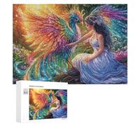 Fille avec Cheveux de Plume et Perroquet Vert Puzzle 300 Pièces pour Seniors Moment Calme Stimulation Cognitive Cadeau pour Loisirs 300 PCS