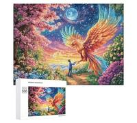 Fille avec l'oiseau géant coloré dans la forêt Puzzle 500 Pièces pour Adultes Jeu De Détente Endurance Mentale Cadeau pour Longues Soirées 500 PCS