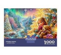 Fille avec Teddy dans Le Pays des Merveilles d'hiver Puzzle De 1000 Pièces Cadeau de Noël Loisirs Familiaux pour Adultes Et Enfants 38x26cm/1000pcs