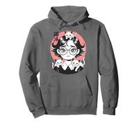 Fille avec Trois Chats Japonais Anime Kawaii Amoureux Chat Sweat à Capuche