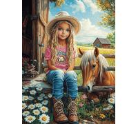 Fille avec Un Cheval dans la Prairie Fleurie 1000 Pieces Casse-tête Amateur d'art en Carton Haute Qualité Animal Conte de fées Fantastique Difficile Niveau Expert Décoration Murale Cadeau Fête