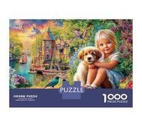 Fille avec Un Chiot Puzzle 1000 PiècesFille & Chien pour Couples Carton Épais Difficile pour Cadeaux De Remerciement avec Affiche Guide 70x50cm/1000pcs