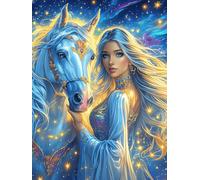 Fille avec une licorne dans une forêt magique 500 Pieces Casse-tête Pour Ado En Carton Haute Qualité Paysages et science-fiction Facile Débutant Activité Familiale Soirée Entre Amis Cadeau Fête Des Mè