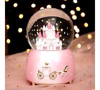 Fille Boîte à Musique de Boule de Cristal avec LED Veilleuse Boule de Neige Musicale Château Boule Neiger Noël Festival d'anniversaire Chaud et Romantique Cadeau Musical Home Office Studio Décoration