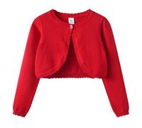 Fille Boléro Manche Longue Gilets Coton Filles Bolerose Court de Base Festive Enfant Cardigan pour Robe de Soirée de Mariage Cardigan Bolero Shrug pour Filles en Tricoté 1-2 Ans