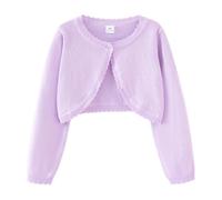 Fille Boléro Manche Longue Gilets Coton Filles Bolerose Court de Base Festive Enfant Cardigan pour Robe de Soirée de Mariage Cardigan Bolero Shrug pour Filles en Tricoté 11-12 Ans