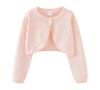 Fille Boléro Manche Longue Gilets Coton Filles Bolerose Court de Base Festive Enfant Cardigan pour Robe de Soirée de Mariage Cardigan Bolero Shrug pour Filles en Tricoté 4-5 Ans
