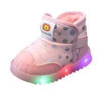 Fille Bottes Orteils Séparés enfants, chaussures chaudes et lumineuses à Led pour bébés filles et garçons, chaussures d'hiver décontractées Fille Bout Composite Bottes (Pink, 29 Little Child)