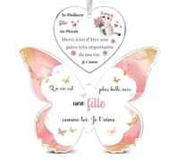 Fille Cadeaux Ensemble 2 Pièces Plaque Acrylique Papillon Cœur Ornement Suspendu Anniversaire Femmes Diplôme Inspirant Aller À L'Université Apprécier Noël Journée en Famille Souvenir