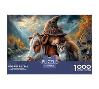 Fille& Calf Puzzle 1000 Pieces Cadeau Unique Campagne d'automne Challenge Toy À De Qualité Supérieure Peinture Art pour Adultes Enfants 38x26cm/1000pcs