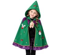 Fille Cape À Capuche Lutin Enfant Capuchon Festive Verte De Fête | Avec Fermeture Eclair,Costume Lutin Père Noël,Dressage,Vacances,Halloween,Spectacle Scolaire,Soirées À Thème,Soirée De