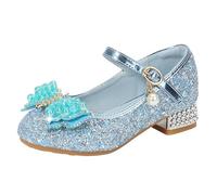 Fille Chaussures de Princesse Elsa Reine des Neiges Chaussures pour Déguisement Cadeau Soirée Mariage Noël Carnaval Sandales à Talon Haut Bout Fermé Cendrillon