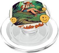 Fille chevauchant Un Alligator | Bizarre drôle de Crocodile PopSockets PopGrip pour MagSafe
