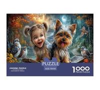 Fille-Chiot Puzzle 1000 Pièces Jouet en Bois Cadeau Unique De l'art De La Décoration Bord de lac en Automne Challenge Toy Adultes Et Enfants À Partir De 14 Ans 70x50cm/1000pcs