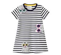 Fille Coton Manches Longues Casual Cartoon Applications Rayées Robes Coton Printemps Été Manches Courtes Basique Tunique Chemise Playwear Robe, a, 3 ans