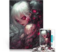 Fille d'anime avec Un crâne Puzzles pour Adultes de 1000 pièces Jouets éducatifs est idéal comme Cadeau pour Toute la Famille 38x26cm