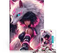 Fille d'anime avec Un Loup Blanc Puzzle Adulte 2000 pièces Jeu intellectuel Jouet Jouets de décoration pour la Maison 70x100cm
