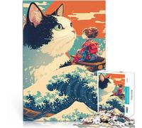Fille d'anime et Le Chat des Mers Puzzle 1000 pièces pour Adolescents Jeu intellectuel est idéal comme Cadeau pour Toute la Famille 38x26cm