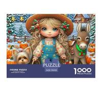 Fille de Ferme d'hiver 1000 Pièces Puzzle pour Adultes Jeux Éducatifs Puzzle Anti-Stress Cultiver l'esprit D'équipe pour Hommes, Femmes, Seniors 70x50cm/1000pcs