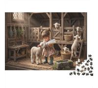 Fille de fermePuzzle DIY 1000 Pièces Grange en Bois pour Grands-Parents Amélioration De La Mémoire Renforcement Familial Cadeau De Noël 70x50cm/1000pcs