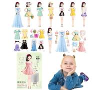 Fille de Robe magnétique | Fierter Papier Jeu - Interactive Magnetic Doll Dress Costumes Learning Toy Game pour Les Filles Birthday Christmas Pâques Nouvel an Créative Travel Play Up