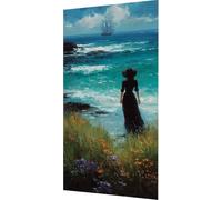 Fille Diamond Painting Adulte, 5D Peinture Diamant Mer Diamond Painting Enfant Débutant Bricolage Cristal Point de Croix Tableau Perle Broderie Diamant, Salon Murale Décoration Cadeaux 50x100cm fr0-4e