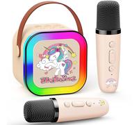 Fille Dislocati Cadeau Micro Karaoke Enfant 2 Micro sans Fil Bluetooth Licorne Jouet 3-12 Ans Microphone sans Fil Cadeau Anniversaire