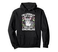 Fille drôle Qui Aime Les Chinchillas, Les Jolis cœurs et Les Fleurs Sweat à Capuche