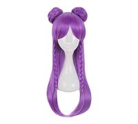 Fille du vide K/DA Kaisa Long Purple Braid perruque avec Bun cosplay costume KDA femmes chaleur synthétique résistant Perruques WIG-706A