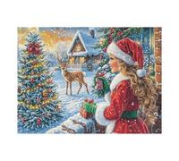 Fille Elfe Cerf Forêt Faune Sauvage Nature Sauvage Puzzle 500 Pièces pour Adultes Agréable Amusant Et Relaxant Parfait pour Famille Et Moments Libres 500 PCS（52×38cm）