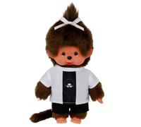 Fille en Maillot de Football | 20 cm | Kiki Monchhichi Poupée | Queue de Cochon