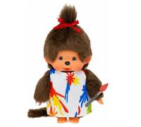 Fille en Robe de Peintre avec Tresse | 20 cm Kiki Poupée Monchhichi | Mode