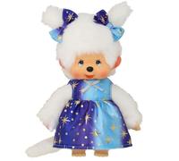 Fille en Robe Starlight | 20 cm | Kiki Monchhichi Poupée | deux Nattes